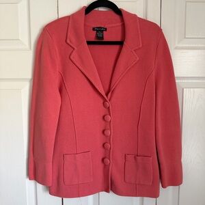 Audrey & Grace Cardigan Blazer Womens XL Cotton Knit Button Front Career Church